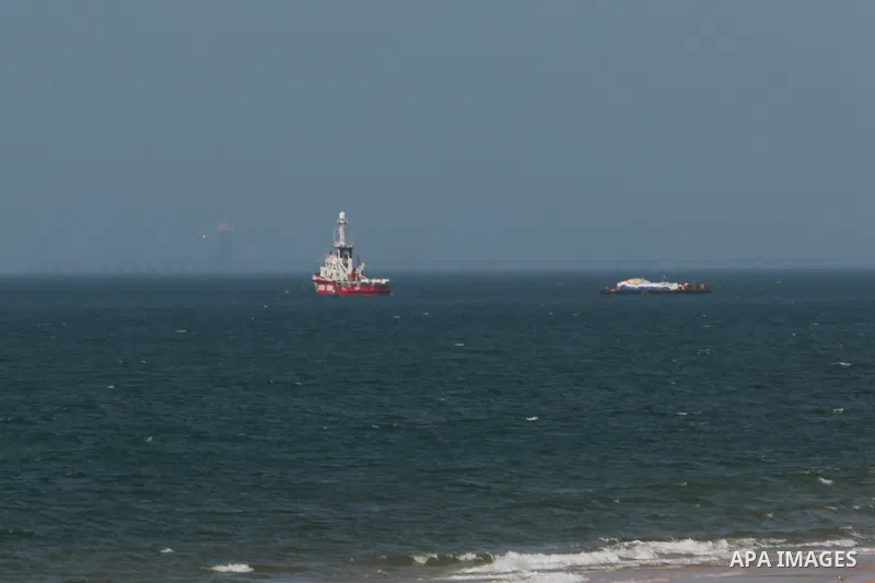 Charity ship loaded with humanitarian aid, which set sail from the Larnaca Port, arrives off the coast of Gaza on April 01, 2024. Photo by Bashar Taleb\ apaimages
