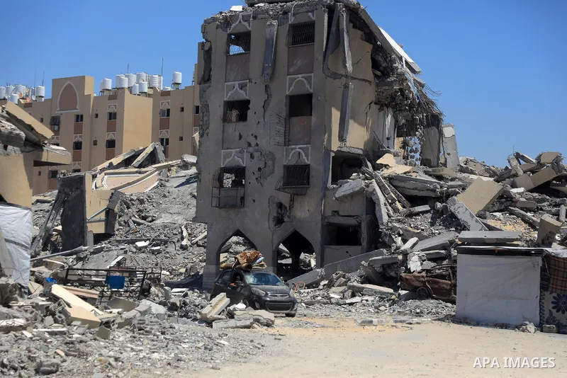 Palestinians flee Hamad City towards Al-Mawasi after the Israeli army dropped leaflets demanding residents of a northern neighborhood in Khan Younis to evacuate immediately ahead of a new military operation in the Gaza S...