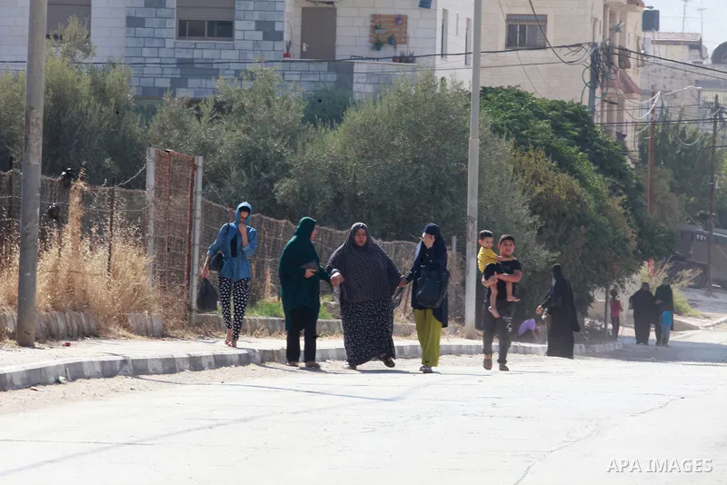 Palestinians migrate safer areas after Israeli army has forced families to leave their houses as Israeli military offensive on Jenin Refugee Camp continues in Jenin, West Bank on August 31, 2024. Photo by Mohammed Nasser...