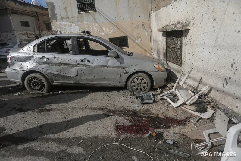 Palestinians check the damage at Jenin refugee camp after an Israeli airstrike on the camp, near the West Bank city of Jenin, 15 January 2025. According to the Palestinian Ministry of Health, at least six Palestinians we...