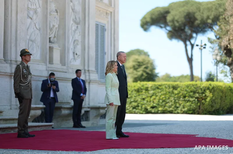 Turkish President Recep Tayyip Erdoğan meets with Italian Prime Minister Giorgia Meloni during the 4th Turkish-Italian Government Summit co-chaired by President Erdoğan and Italian Prime Minister Giorgia Meloni in Rome,...