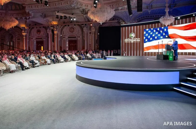 Saudi Crown Prince, Mohammed bin Salman, and US President, Donald Trump, participate in the Saudi-US Investment Forum in Riyadh, Saudi Arabia, on May 14, 2025. Photo by Saudi Press Agency