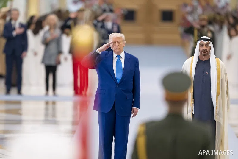 UAE President, Mohammed bin Zayed Al Nahyan, receives US President, Donald Trump, in Abu Dhabi, UAE, on May 15, 2025. Photo by Emirates News Agency\ apaimages