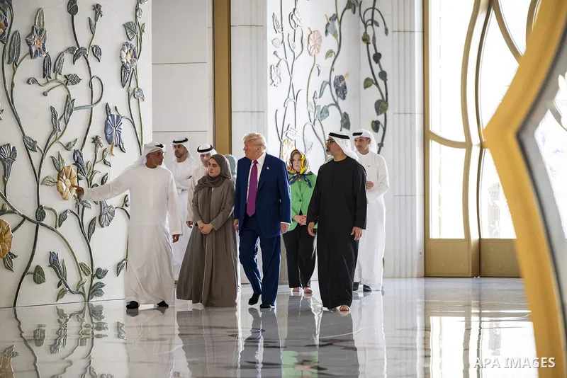 UAE President, Mohammed bin Zayed Al Nahyan, receives US President, Donald Trump, in Abu Dhabi, UAE, on May 15, 2025. Photo by Emirates News Agency\ apaimages