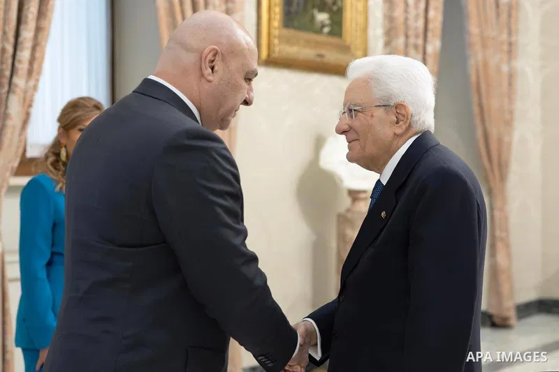 Lebanese President, Joseph Aoun, meets with Italian President, Sergio Mattarella, at the Quirinale Palace in Rome, Italy, on May 17, 2025. Photo by Lebanese Presidency Office\ apaimages