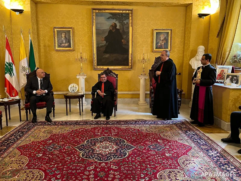 Lebanese President Joseph Aoun visits the headquarters of the Maronite Patriarchate in Rome, Italy, on May 17, 2025. Photo by Lebanese Presidency Office\ apaimages
