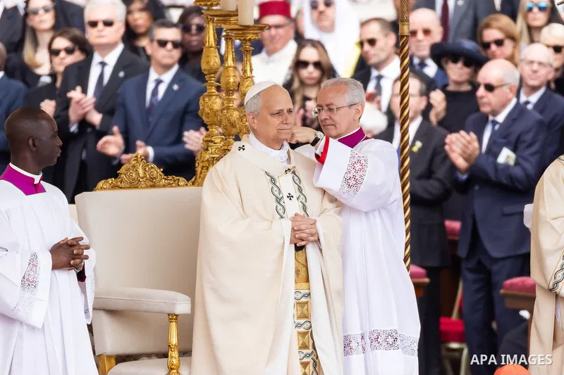 Pope Leo XIV leads a Holy mass for the beginning of his pontificate, in St Peter's square in The Vatican on May 18, 2025. Photo by PRESIDENT OF UKRAINE\ apaimages