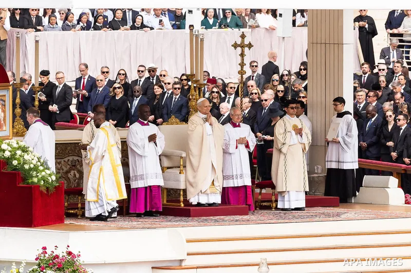 Pope Leo XIV leads a Holy mass for the beginning of his pontificate, in St Peter's square in The Vatican on May 18, 2025. Photo by PRESIDENT OF UKRAINE\ apaimages