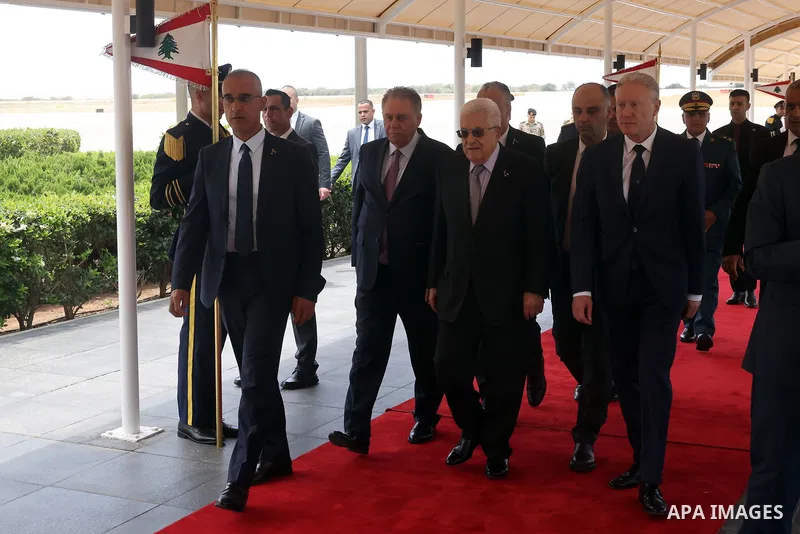 Palestinian President, Mahmoud Abbas, arrives in Beirut, Lebanon, on May 21, 2025. Photo by Thaer Ganaim\ apaimages