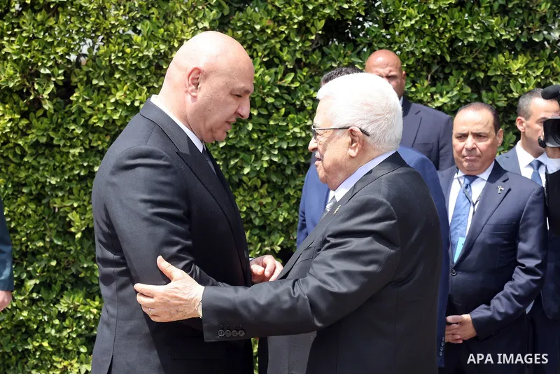 Palestinian President, Mahmoud Abbas, meets with Lebanese President, Joseph Aoun, today in Beirut, Lebanon, on May 21, 2025. Photo by Thaer Ganaim\ apaimages