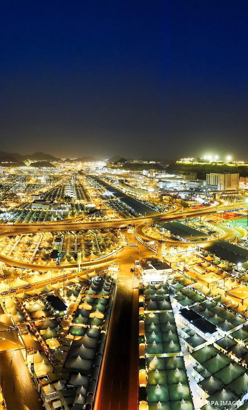 Views shows the Mina camp as Muslim pilgrims arrive in the holy city of Mecca for the annual Hajj pilgrimage, on June 01, 2025. More than a million pilgrims poured into the holy city of Mecca ahead of the annual hajj, wi...