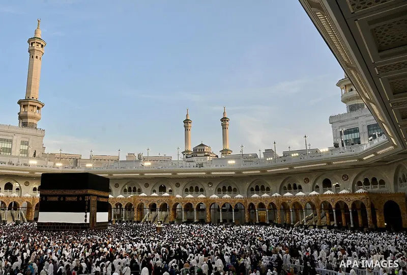 Muslim worshippers gather around the Kaaba, Islam's holiest shrine, at the Grand Mosque complex in the holy city of Mecca on June 3, 2025 ahead of the annual Hajj pilgrimage. Photo by Saudi Press Agency