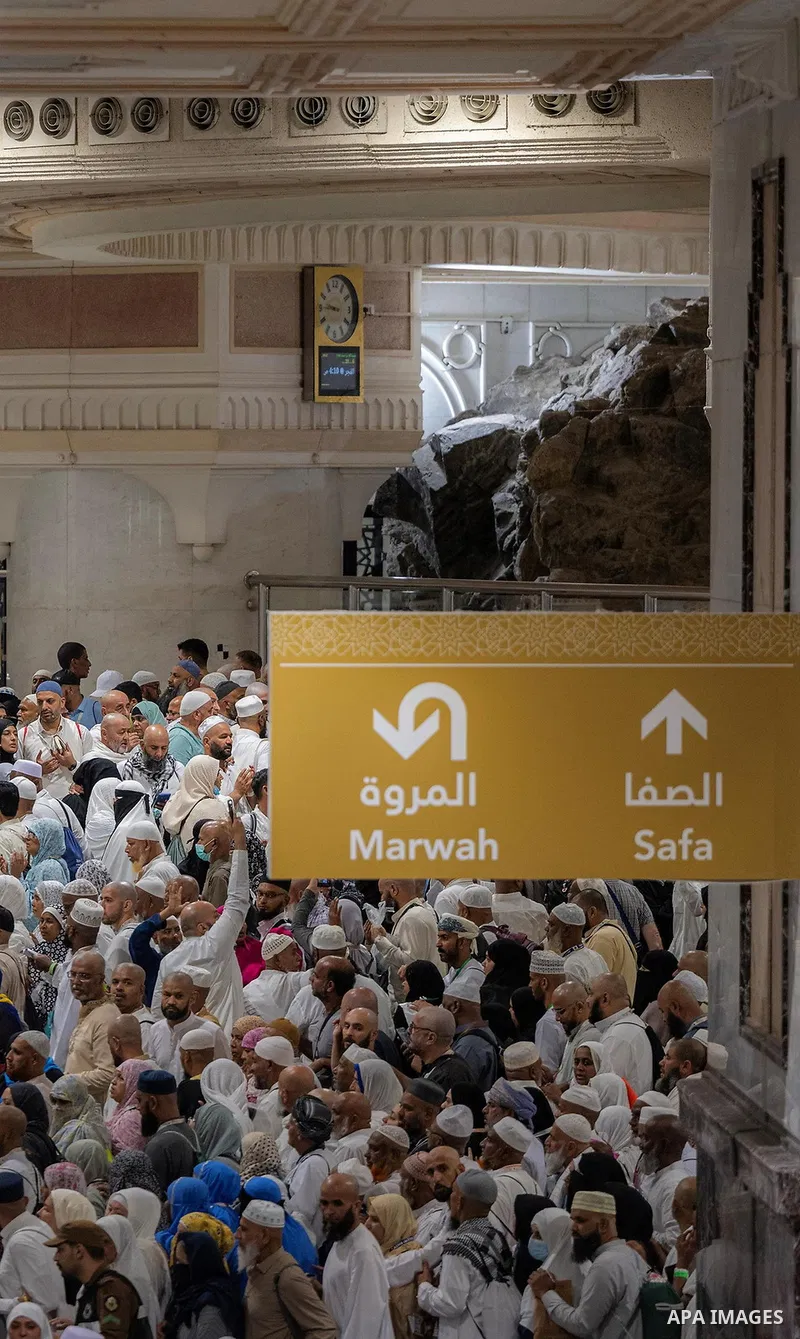 Muslim pilgrims perform prayer around the Kaaba, Islam's holiest shrine, at the Grand Mosque complex in Mecca on June 7, 2025, in the second days the Eid al-Adha festival, which marks the end of their Hajj pilgrimage. Ph...