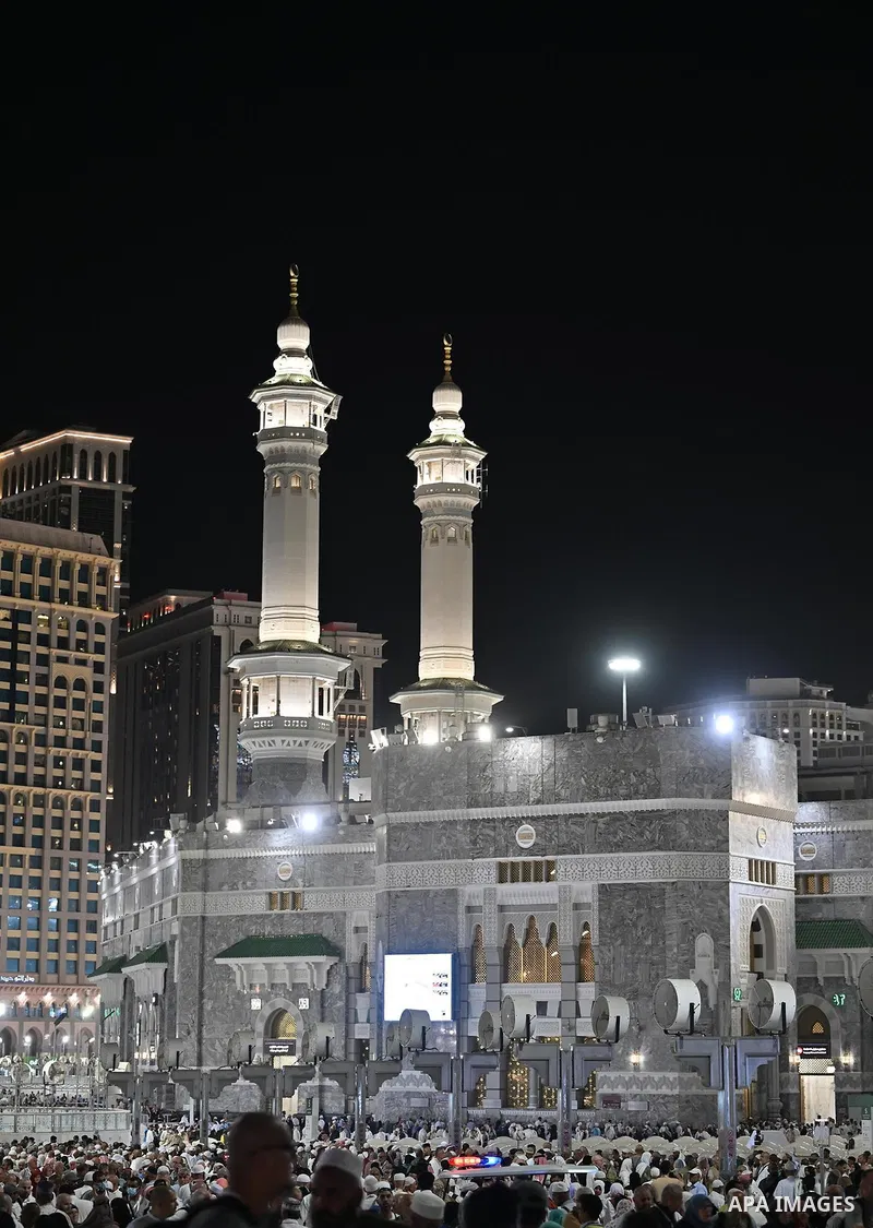 Muslim pilgrims perform prayer around the Kaaba, Islam's holiest shrine, at the Grand Mosque complex in Mecca on June 7, 2025, in the second days the Eid al-Adha festival, which marks the end of their Hajj pilgrimage. Ph...