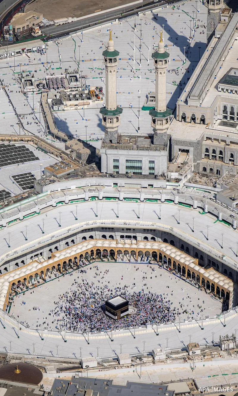 A general view of Muslims perform the Tawaf (circumambulation) around Kaaba, the holiest site in Islam, at al-Masjid al-Haram, during the Hajj 2025 pilgrimage in Mecca, Saudi Arabia, 08 June 2025. Photo by Saudi Press Ag...