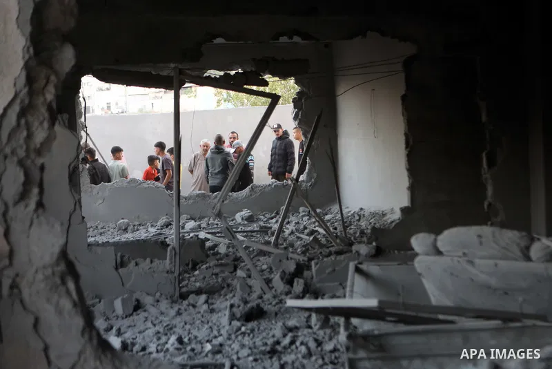 A view of the completely demolished home of Ezzeddin al-Mesalma, along with nearby damaged houses, is seen after Israeli forces carried out a punitive demolition in the town of Beit Awwa, Hebron, West Bank, on June 17, 2...
