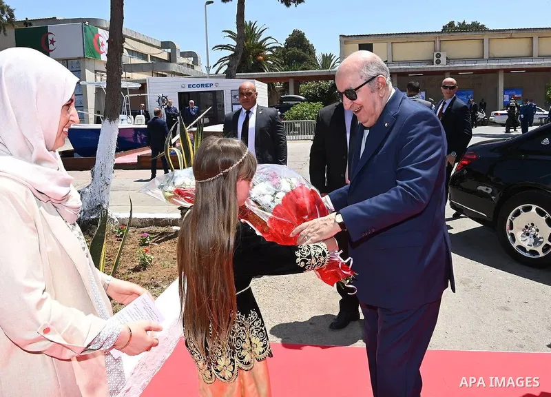 Algerian President Abdelmadjid Tebboune attends the opening ceremony of the Algiers International Fair in Algiers, Algeria, on June 23, 2025. Photo by Algerian Presidency Office