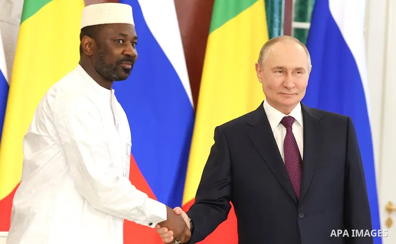 Russian President, Vladimir Putin, meets with the interim President of the Republic of Mali, Assimi Goita, at the Kremlin in Moscow, Russia, on June 23, 2025. Photo by President of Russia Office\ apaimages.