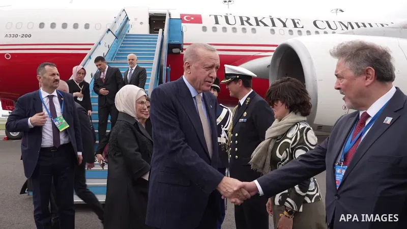 Turkish President Recep Tayyip Erdoğan arrives in the Netherlands to attend the NATO Leaders Summit, on June 24, 2025. Photo by Turkish presidency \ apaimages