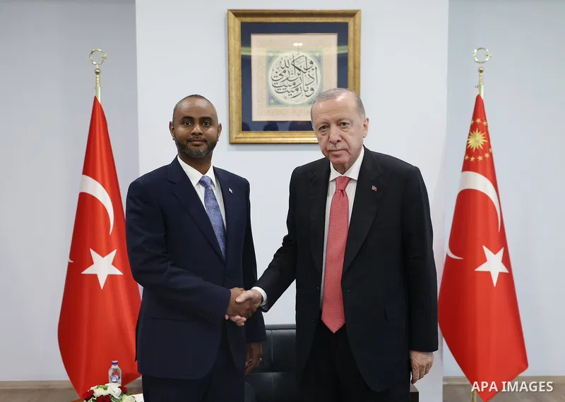 Turkish President Recep Tayyip Erdoğan receives Somali Minister of Ports and Maritime Transport Nur Abdulkadir Mohamed Nur in Ankara, Turkey, on June 26, 2025. Photo by Turkish presidency \ apaimages