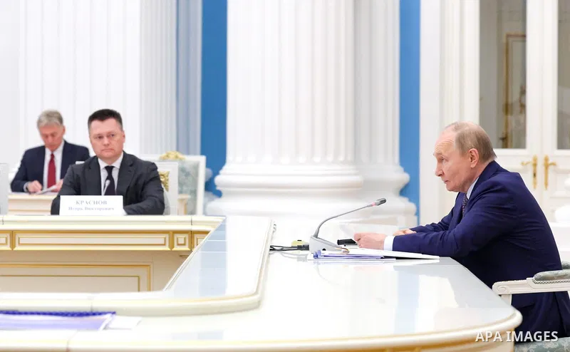 Russian President Vladimir Putin holds a meeting on the socioeconomic development of the new Russian regions – the Donetsk People’s Republic, the Lugansk People’s Republic, the Zaporozhye and Kherson regions, in Moscow,...