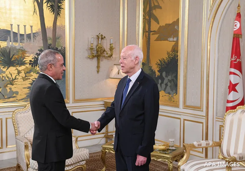 Tunisian President Kais Saied receives Azouz Baalal, Algerian Ambassador to Tunisia, at Carthage Palace, Tunis, on July 18, 2025. Photo by Tunisian Presidency\ apaimages