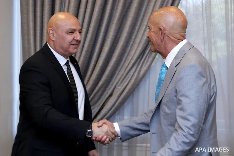Lebanese President Joseph Aoun receives U.S. Presidential Envoy Ambassador Thomas Barrack, in the presence of U.S. Ambassador to Lebanon Lisa Johnson, in Beirut, Lebanon, on July 21, 2025. Photo by Lebanese Presidency Of...