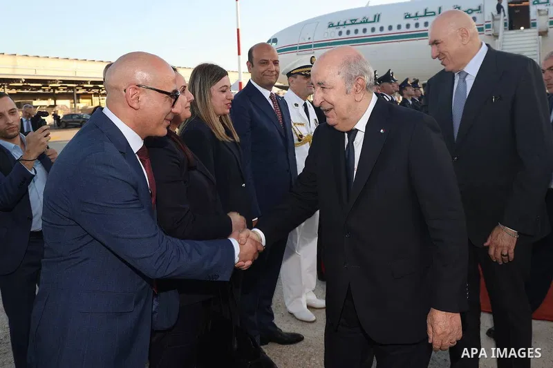Algerian President Abdelmadjid Tebboune arrives in Italy via Rome Airport, Italy, on July 22, 2025. Photo by Algerian Presidency Office