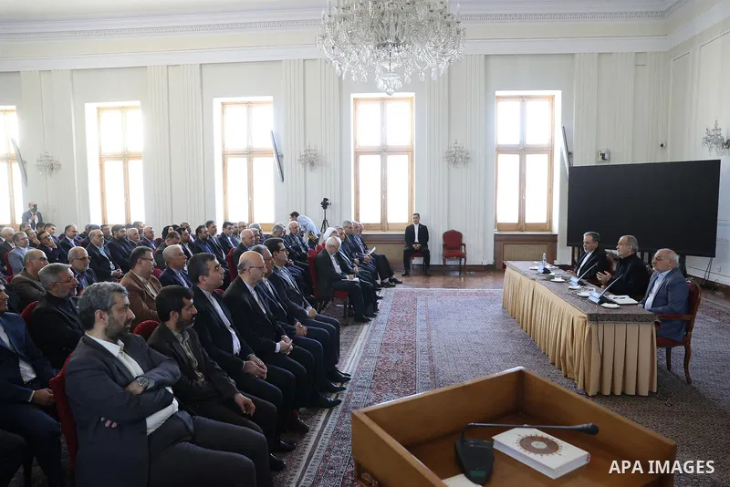 Iranian President Masoud Pezeshkian attends a meeting at the Ministry of Foreign Affairs in Tehran, Iran, on July 26, 2025. Photo by Iranian Presidency Office
