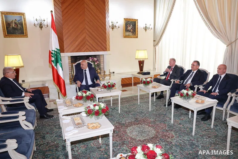 Lebanese President meets with Algerian National Assembly Speaker Azouz Nasseri and National People's Assembly Speaker Ibrahim Boughali in Algiers, Algeria, on July 29, 2025. Photo by Lebanese Presidency Office\ apaimages