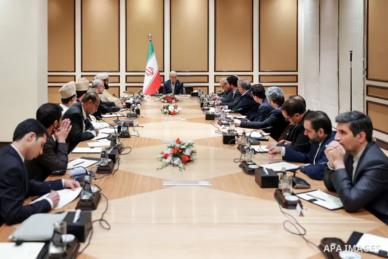 Iranian President Masoud Pezeshkian meets with Sunni and Shia scholars in Pakistan in Islamabad, Pakistan, on August 3, 2025. Photo by Iranian Presidency Office