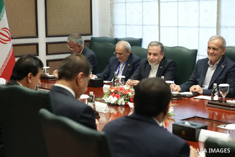 Iranian President, Masoud Pezeshkian, meets with the Speakers of the Senate and House of Representatives of Pakistan in Islamabad, Pakistan, on August 3, 2025. Photo by Iranian Presidency Office