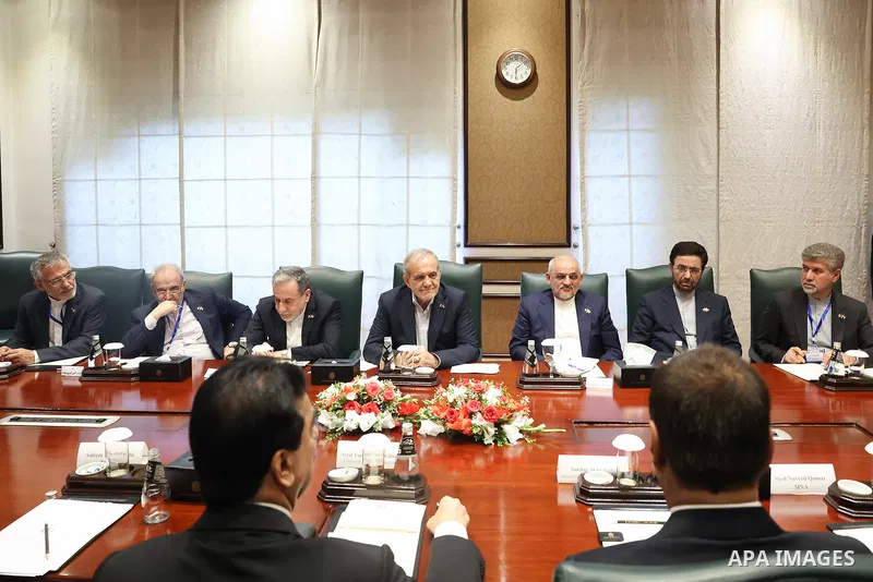 Iranian President, Masoud Pezeshkian, meets with the Speakers of the Senate and House of Representatives of Pakistan in Islamabad, Pakistan, on August 3, 2025. Photo by Iranian Presidency Office