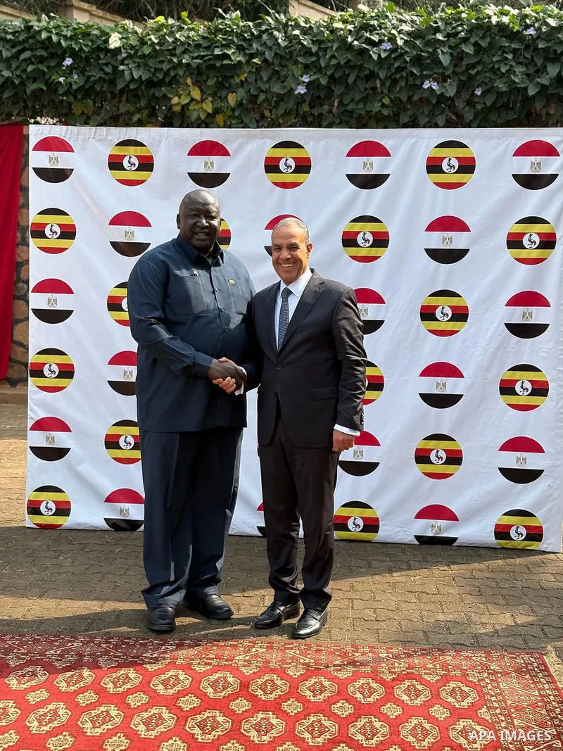 Egyptian Minister of Foreign Affairs and Immigration, Badr Abdel Aty, meets with Henry Oryem Okello, Ugandan Minister of State for Foreign Affairs, in Kampala, Uganda, on August 4, 2025. Photo by Egyptian Ministry of For...