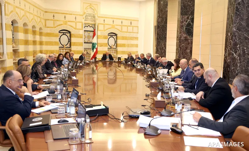 Lebanese President, Joseph Aoun, chairs a meeting of the Lebanese Council of Ministers in Beirut, Lebanon, August 5, 2025. Photo by Lebanese Presidency Office\ apaimages
