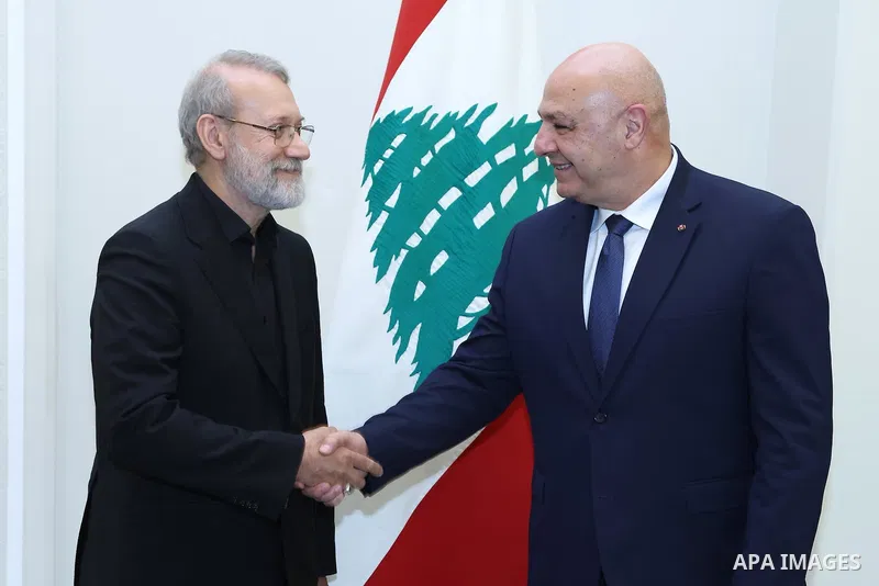 Lebanese President Joseph Aoun meets with Ali Larijani, Secretary of Iran's Supreme National Security Council, in Beirut, Lebanon, on August 13, 2025. Photo by Lebanese Presidency Office\ apaimages