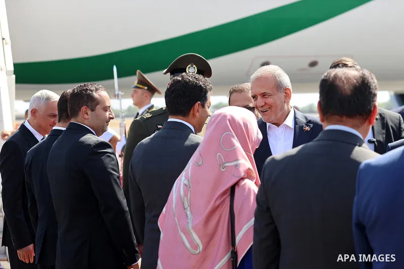 Iranian President, Masoud Peschichian, arrives in Yerevan, Armenia, on August 18, 2025. Photo by Iranian Presidency Office
