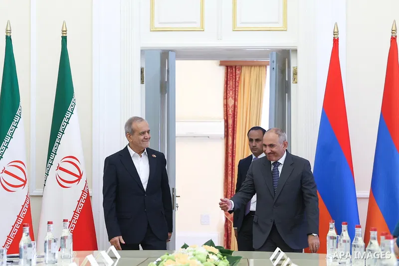 Iranian President Masoud Pezeshkian chairs a high-level meeting between Iranian and Armenian delegations in Yerevan, Armenia, on August 19, 2025. Photo by Iranian Presidency Office