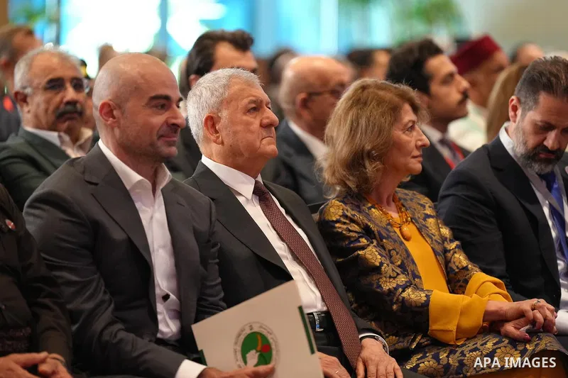 Iraqi President, Abdul Latif Rashid, participates in the Social Democratic Alliance in the Arab World Conference in Sulaymaniyah, Iraq, on August 28, 2025. Photo by Iraqi Presidency Office\ apaimages