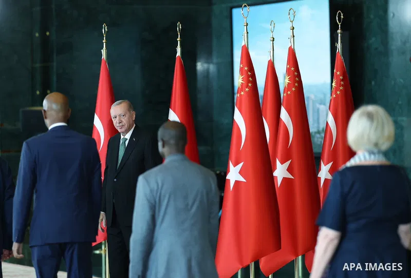 Turkish President, Recep Tayyip Erdoğan, participates in the Victory Day ceremony at the Mausoleum of the Founder of the Republic in Ankara, Turkey, on August 30, 2025. Photo by Turkish presidency \ apaimages
