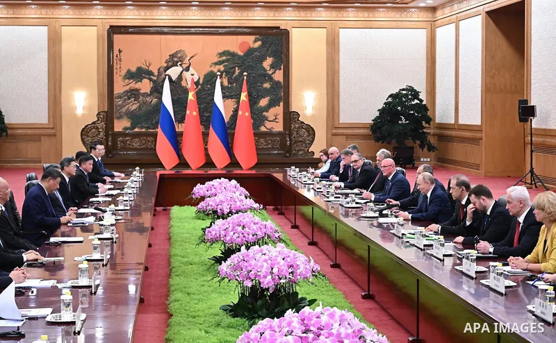 Russian President, Vladimir Putin, meets with Chinese President Xi Jinping during Russian-Chinese talks in the Great Hall of the People in Beijing, China, on September 2, 2025. Photo by President of Russia Office\ apaima...