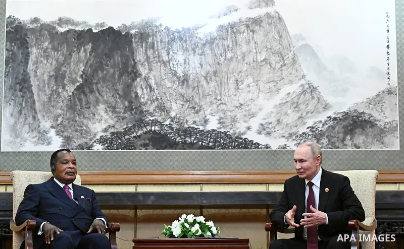 Russian President Vladimir Putin meets with President Denis Sassou Nguesso of the Republic of the Congo, in Beijing, China, on September 3, 2025. Photo by President of Russia Office\ apaimages.