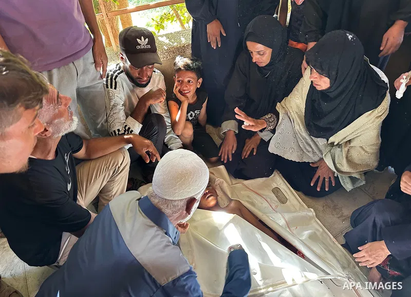 Bodies of Palestinians, including children, are brought to Nasser Hospital in Khan Yunis for funeral procedures following the Israeli military carried out an attack on Palestinian family house, Gaza Strip, on Septmber 30...