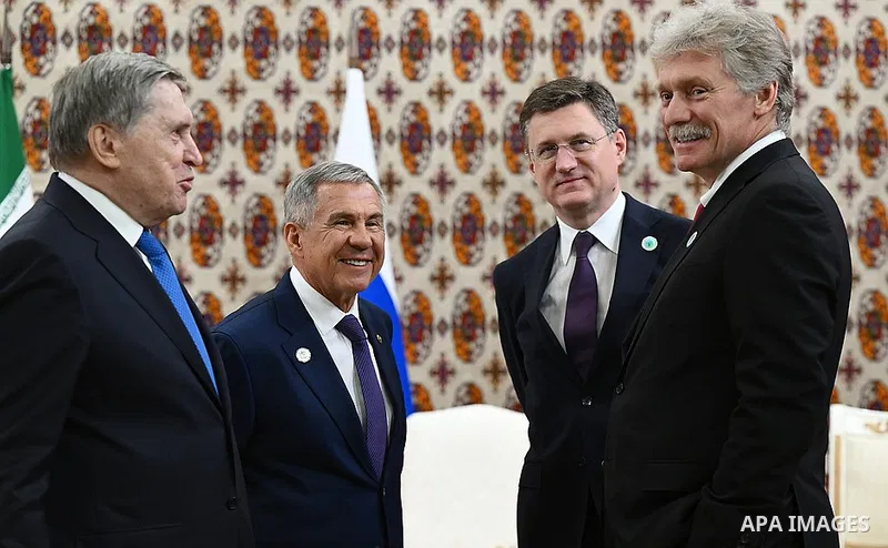 Russian President Vladimir Putin meets with Iranian President Masoud Pezeshkian on the sidelines of the International Forum on Peace and Confidence-Building Measures in Asia (IFBC) in Ashgabat, Turkmenistan, December 12,...