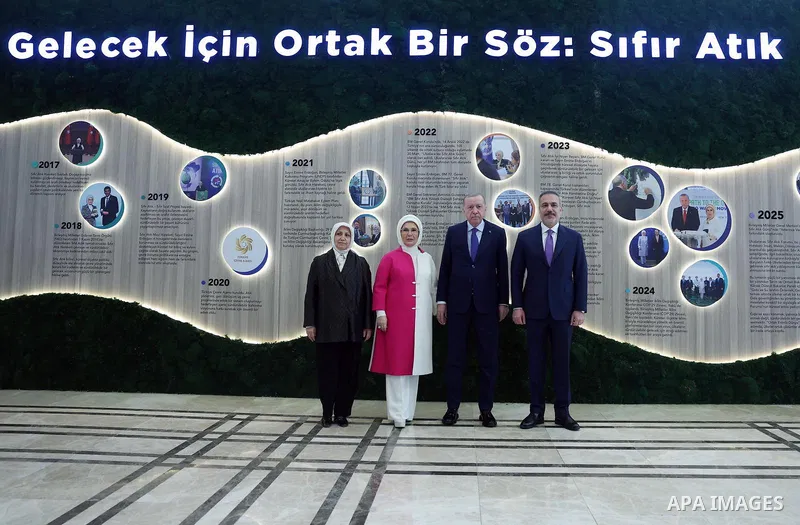 Turkish President Recep Tayyip Erdoğan delivers a speech at the 16th Conference of Turkish Ambassadors in Ankara, addressing the Israeli aggression against Gaza and its repercussions on the international order. Ankara, T...