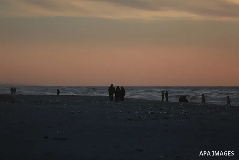 Palestinians remain hopeful for a permanent ceasefire, writing the number "2026" in the sand on the Gaza City beach as the sun set on the last day of 2025 and the first night of the new year arrived. Gaza City, December...