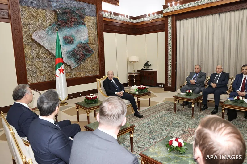 Algerian President Abdelmadjid Tebboune received US President Donald Trump's senior advisor, Massad Boulos, and his accompanying delegation. Algiers, January 28, 2026. Photo by Algerian Presidency Office