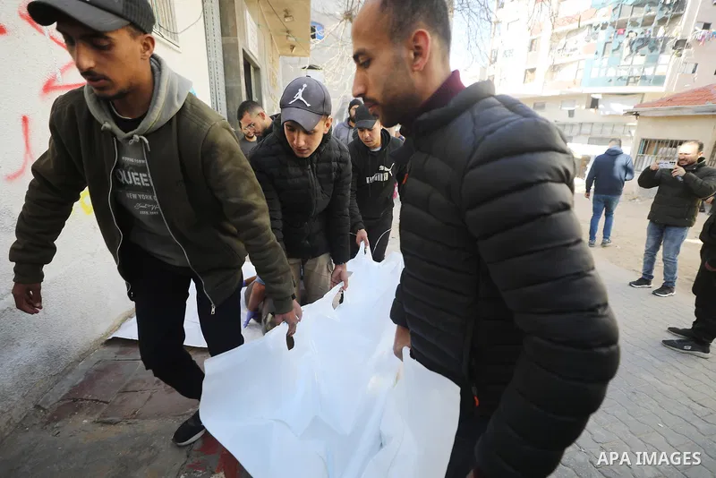 Bodies are being brougt to Al Shifa Hospital after Israeli attack killed 12 Palestinians, including seven from the same family despite the ceasefire in Gaza City, Gaza on January 31, 2026. The strike on the Abbas Junctio...