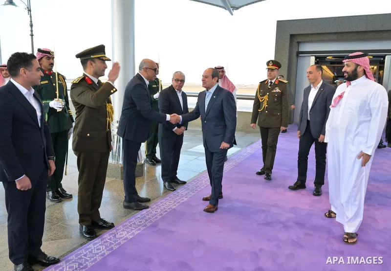 Egyptian President Abdel Fattah al-Sisi arrived in Jeddah, where he was received at King Abdulaziz International Airport by Saudi Crown Prince and Prime Minister Mohammed bin Salman bin Abdulaziz Al Saud. Jeddah, Saudi A...