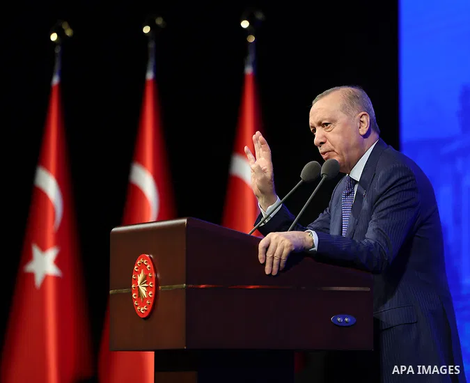 Turkish President Recep Tayyip Erdoğan attends the lottery ceremony for a social housing project in Ankara, Turkey, March 3, 2026. Photo by Turkish presidency \ apaimages